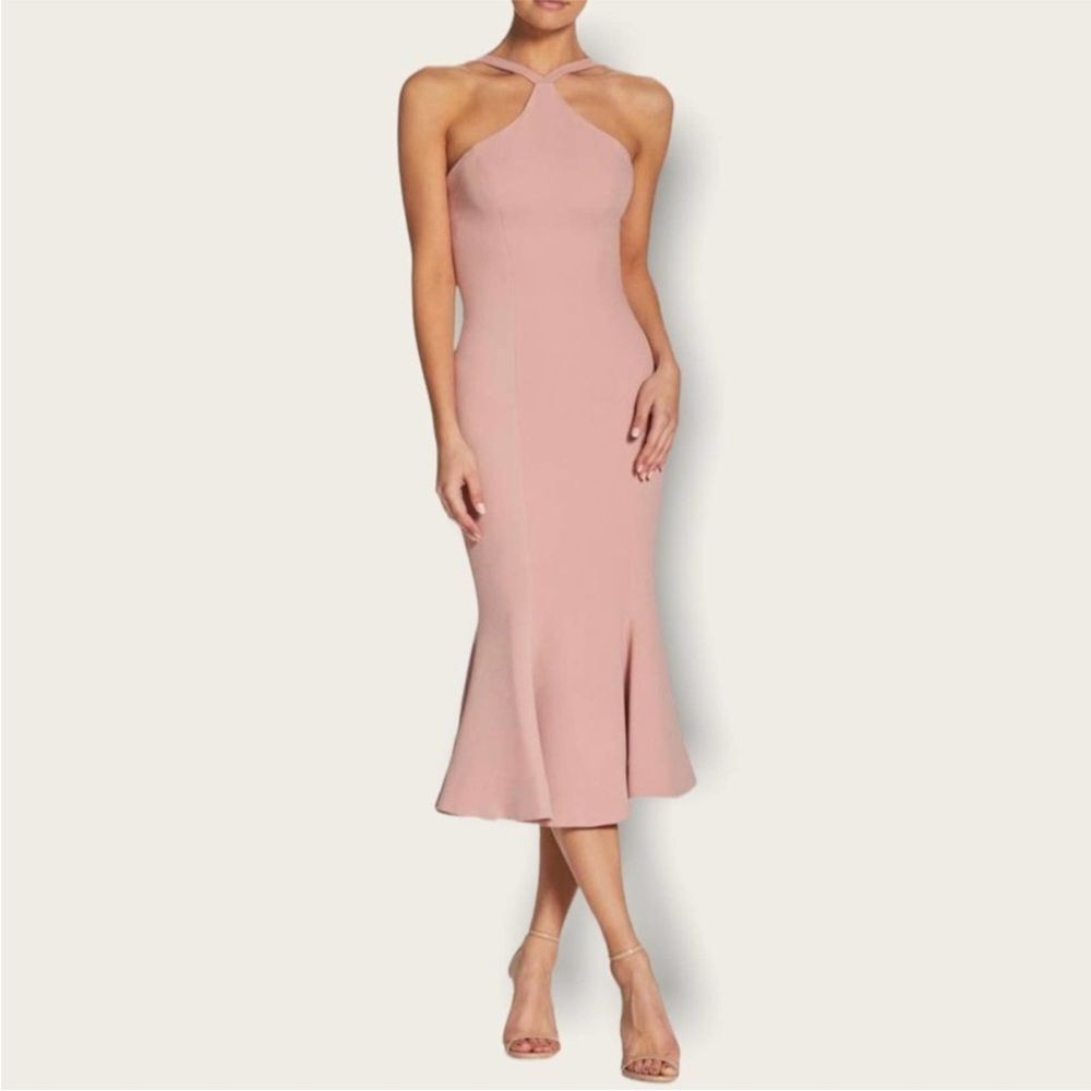 Dress The Population Pink Tessa Spaghetti Strap Halter Mermaid Dress C22